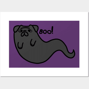 Black Pug Shadow Ghost Posters and Art